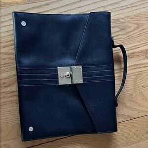 Black Fleece by Thom Browne leather brief case dark navy color